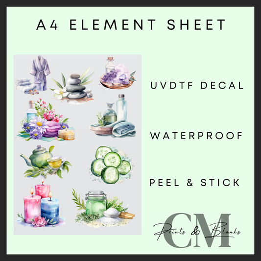 Spa day A4 uvdtf element sheet