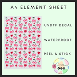 Pink Cherry Drip A4 uvdtf element sheet