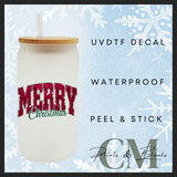 Merry Christmas glitter effect single uvdtf decal (4” / 10cm)