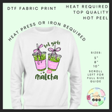 Hot girls drink matcha DTF transfer