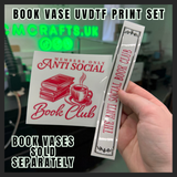Anti social book club book vase uvdtf print set