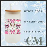 Nurse pink Christmas single uvdtf decal (4” / 10cm)