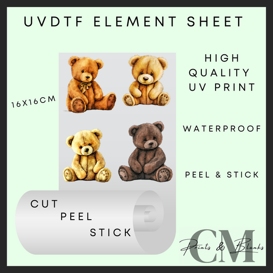 Teddy bear uvdtf element sheet