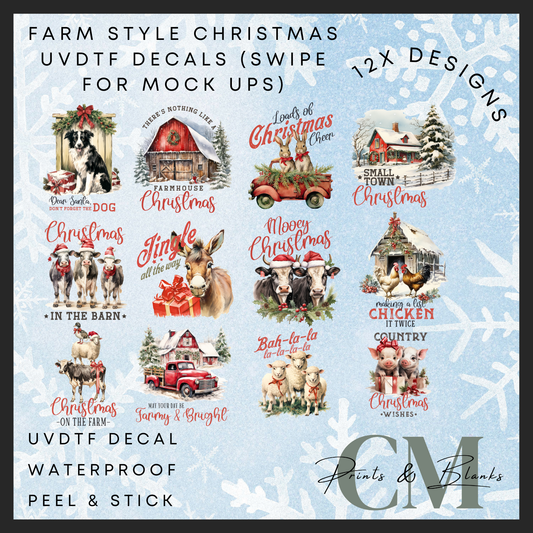 Farm style Christmas uvdtf single transfers (4” / 10cm)