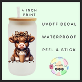Coffee highland cow Uvdtf single decal (4”, 10cm)