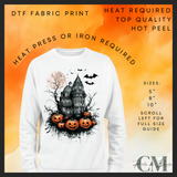 Haunted house DTF transfer