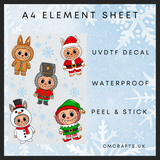 Christmas monsters Uvdtf A4 element sheet