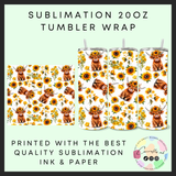 Sunflower highland cow Sublimation 20oz tumbler wrap
