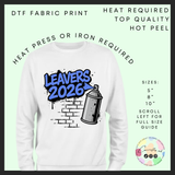 Leavers 2026 spray paint DTF transfer blue