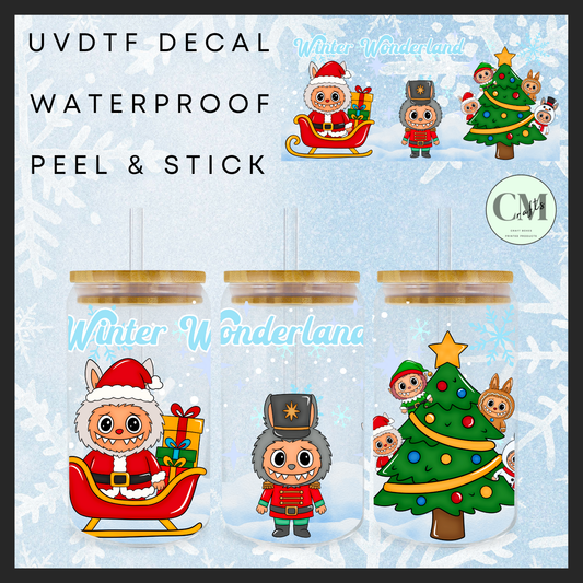 Winter wonderland christmas monsters 16oz Uvdtf wrap