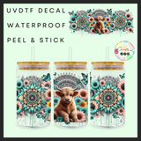 Mendala highland cow 16oz uvdtf wrap