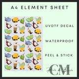 Summer drinks jelly Teddy A4 uvdtf element sheet