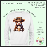 Coffee highland cow DTF transfer