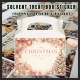 Solvent treat box sticker - Christmas treats pink