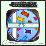 Merry Christmas blue ribbon chocolate tub solvent sticker