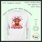 Pink highland cow DTF transfer