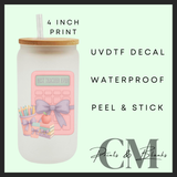 Pink calculator Uvdtf single decal (4”, 10cm)