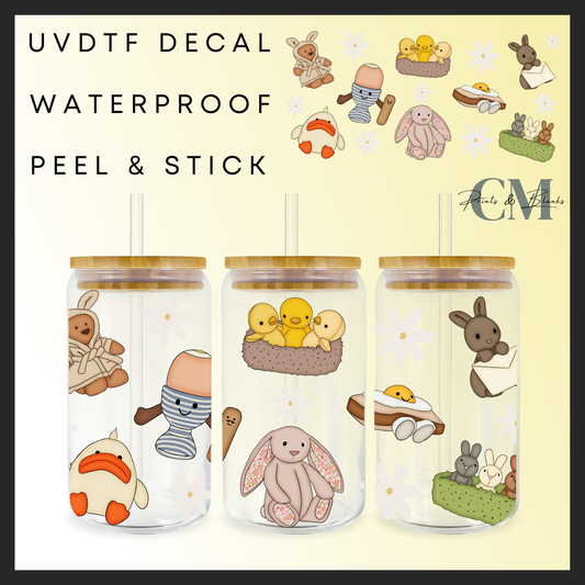 Large Easter jelly teddy 16oz Uvdtf wrap
