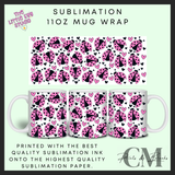 Pink ladybugs 11oz sublimation mug wrap