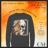 Flower skull DTF transfer