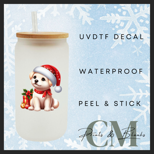 Christmas puppy Uvdtf single transfers (4” / 10cm)