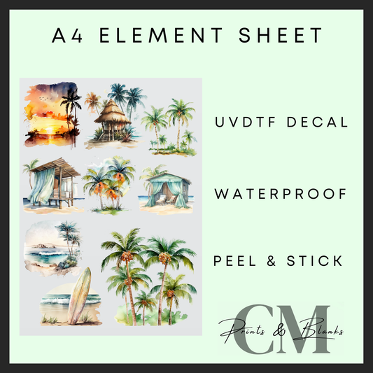 Paradise holiday A4 uvdtf element sheet