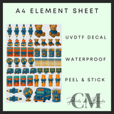 Smaller Blue teachers A4 Uvdtf element sheet