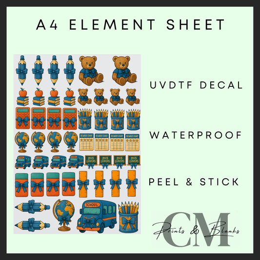Smaller Blue teachers A4 Uvdtf element sheet