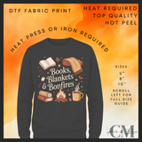 Books, blankets & bonfires DTF transfer