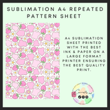 Pink strawberry cow print Sublimation A4 sheet
