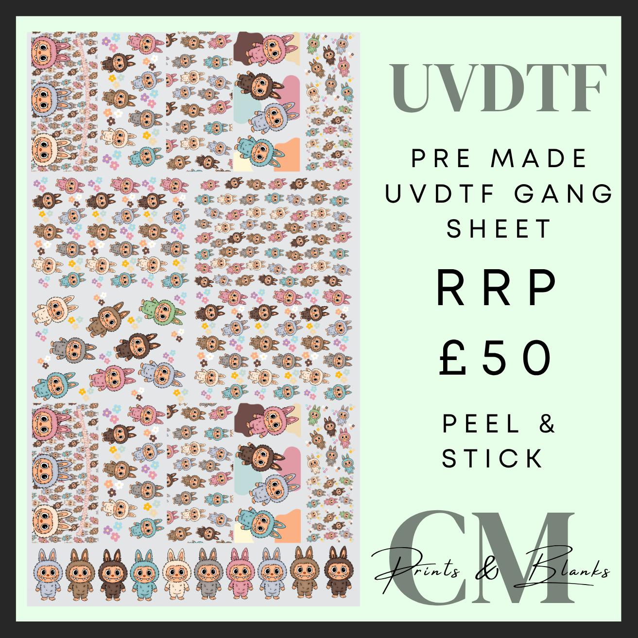 The monsters pre made Uvdtf pre made gang sheet (58x100cm)