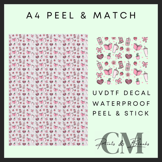 Pink vibes A4 Peel & Match Uvdtf sheet