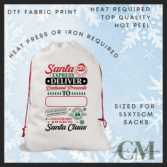 Santa express delivery DTF Santa sack transfer