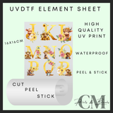 Highland cow alphabet Uvdtf element sheet