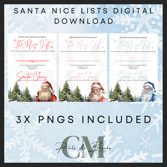 Santa nice list digital downloads (all 3)