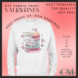 Book stack DTF transfer