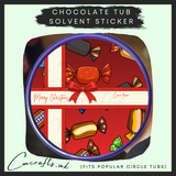 Merry Christmas red ribbon chocolate tub solvent sticker