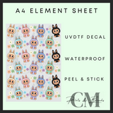 Sitting pretty flowers monsters A4 uvdtf element sheet