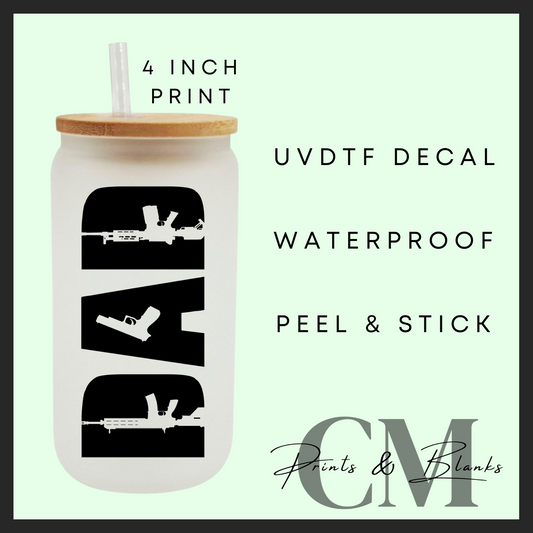 Hunting dad Fathers Day Uvdtf single decal (4” / 10cm)