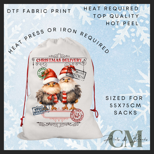 Chickens DTF Santa sack transfer
