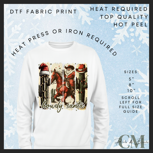 Howdy Santa DTF transfer