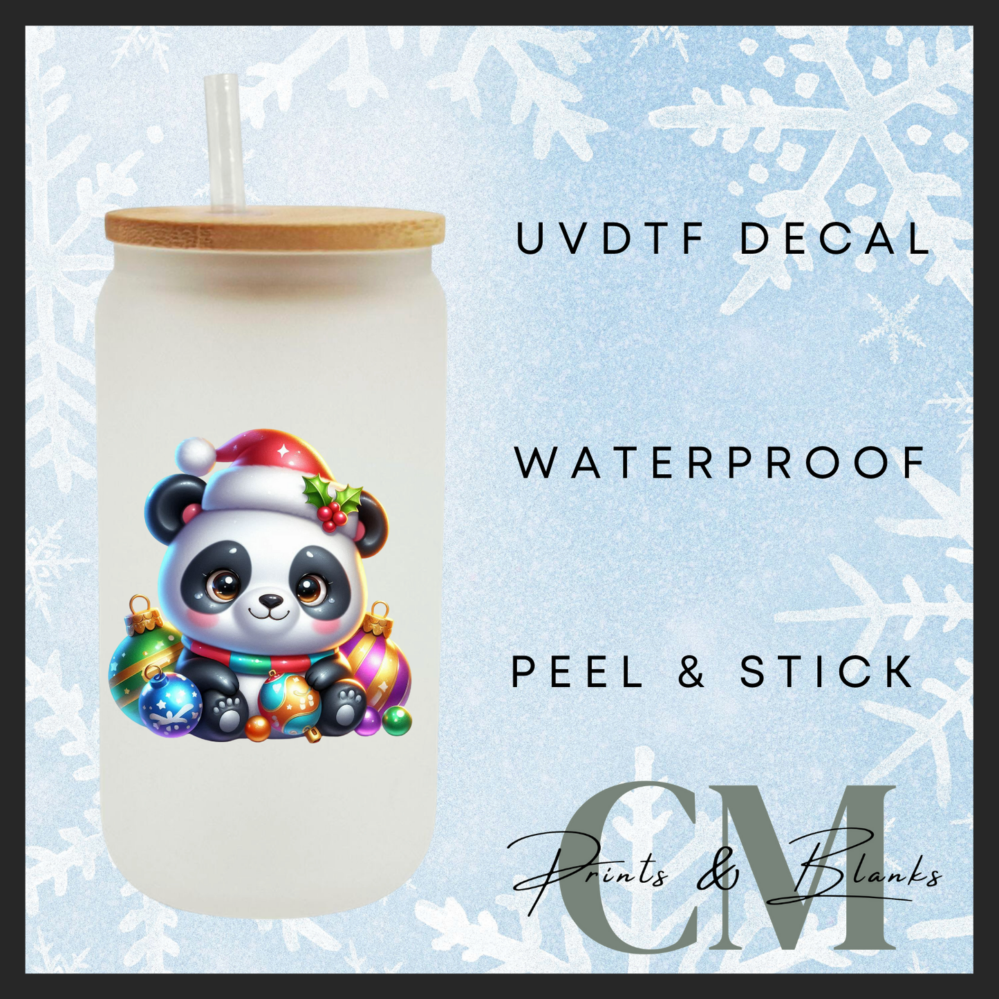 Christmas Pandas Uvdtf single transfers (4” / 10cm)