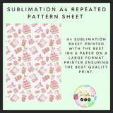 Repeated books & coffee Sublimation A4 sheet