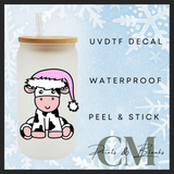Christmas cow Uvdtf single decal (4” / 10cm)
