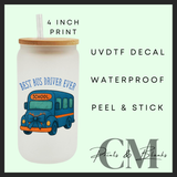 Best bus driver blue Uvdtf single decals (4”, 10cm)