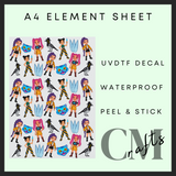 K-stars repeated A4 uvdtf element sheet