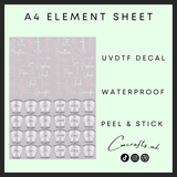 Garden stake pink & white writing A4 uvdtf element sheet