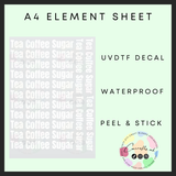 White tea, coffee sugar A4 element sheet