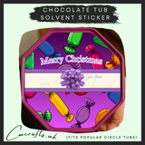 Merry Christmas octagon bow chocolate tub solvent sticker
