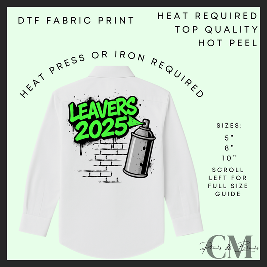 Green graffiti 2025 leavers DTF transfer